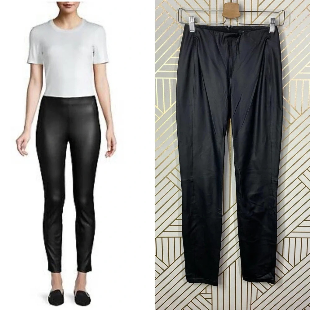 THEORY Faux Leather Irving Legging in Black Size US XS